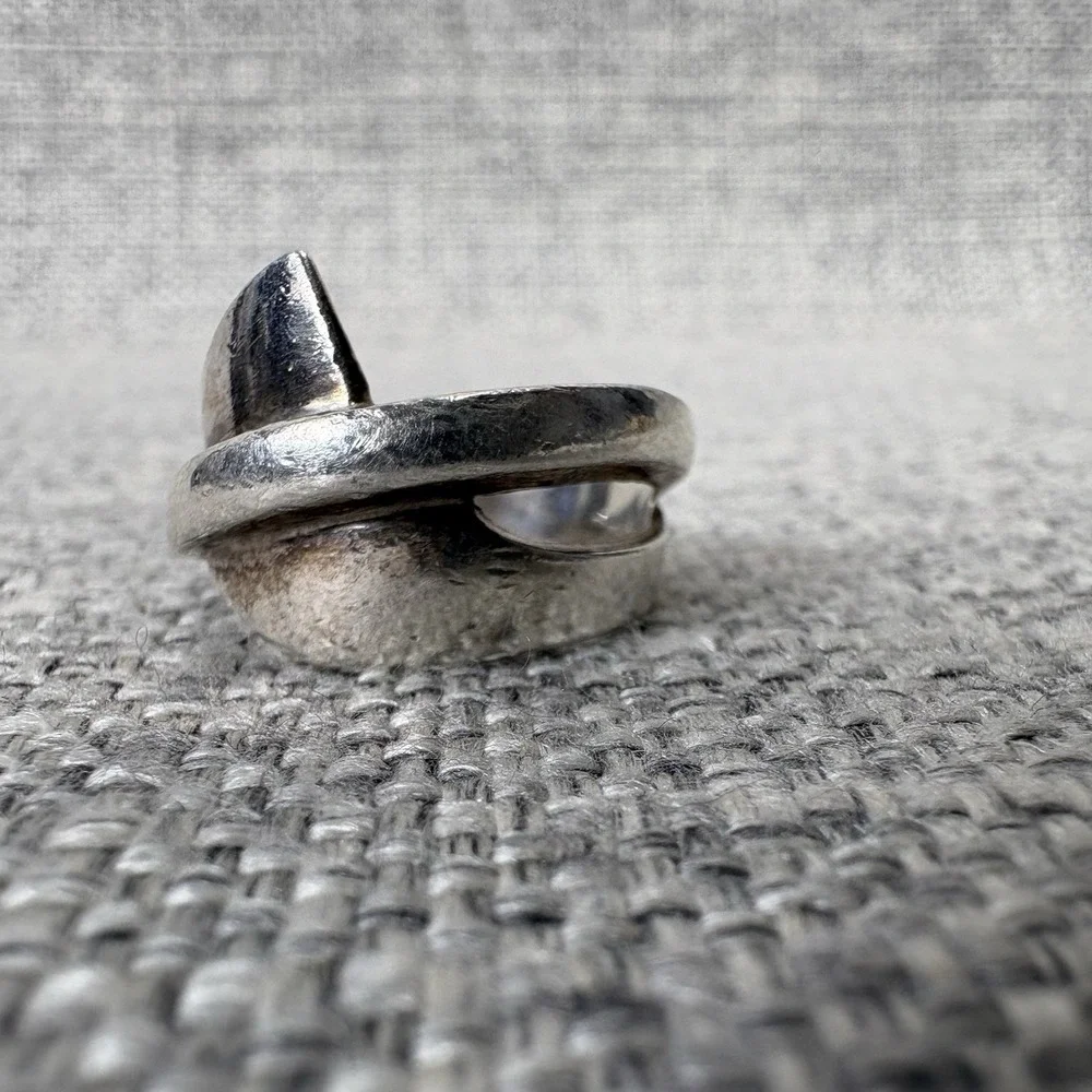 Michael Lehrman Sterling Silver Modernist‎ Sculptural Abstract Wrap Ring Size 7